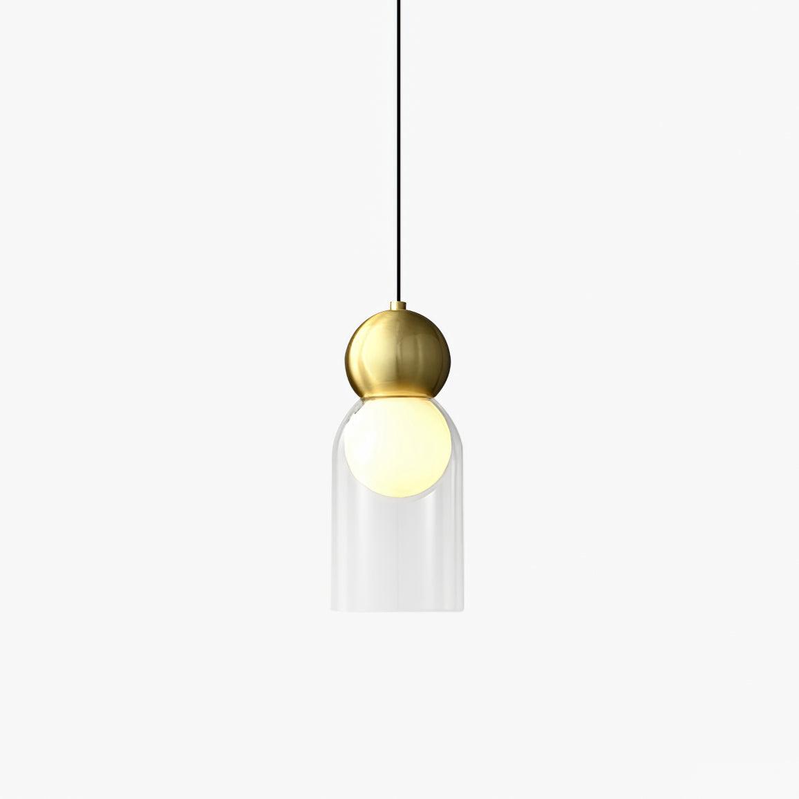 Veloina pendellampe i messing og glas, nordisk, geometrisk
