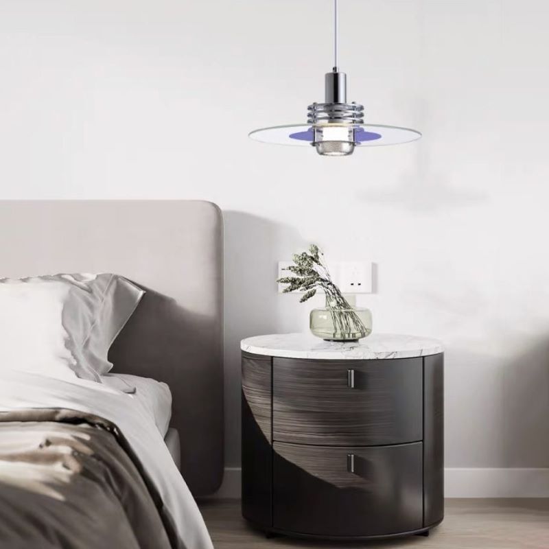 Valentina minimalistisk LED-pendellampe i metal/glas, soveværelse