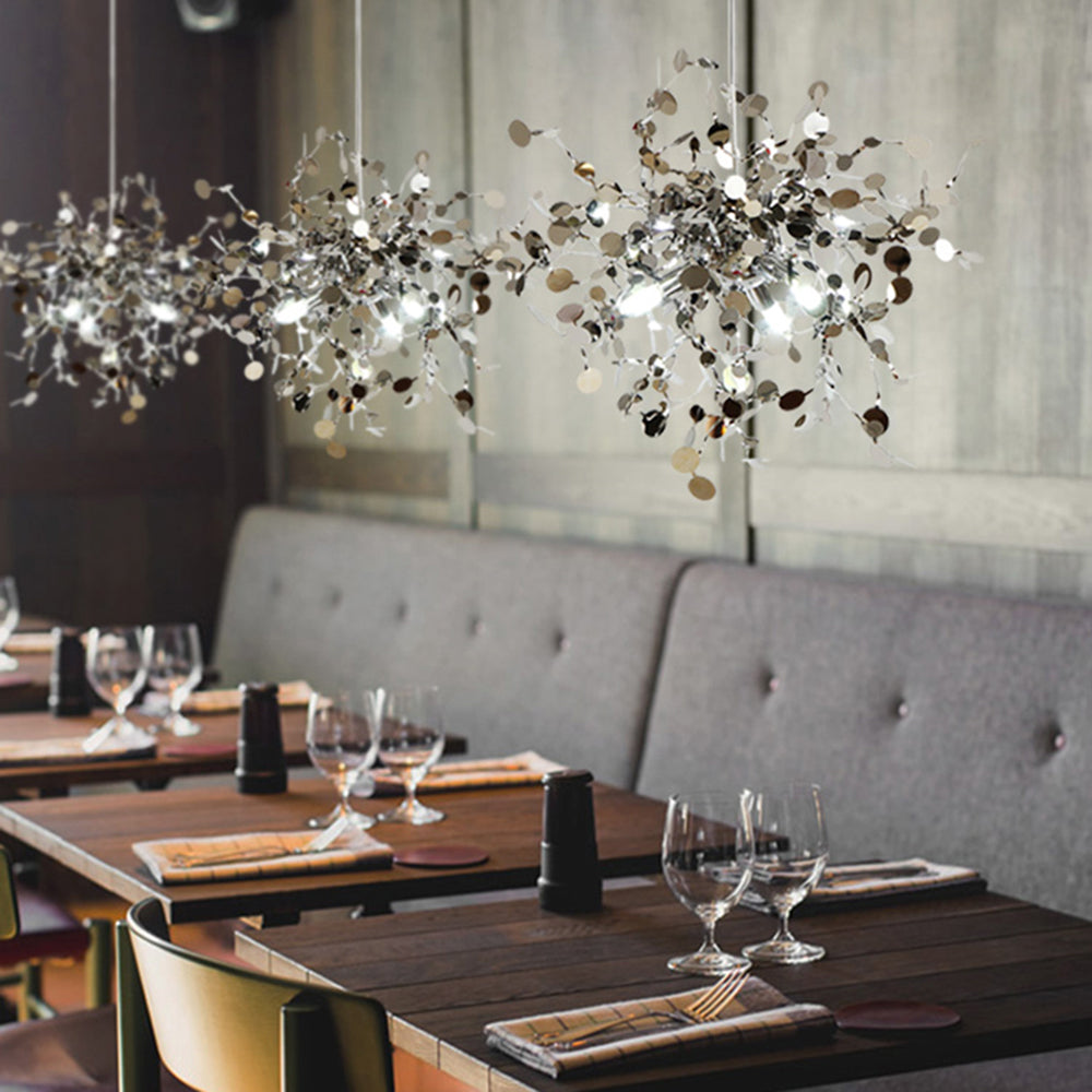 Olivia konstnärlig elegant klusterpendellampa med fyrverkeridesign, rostfritt stål