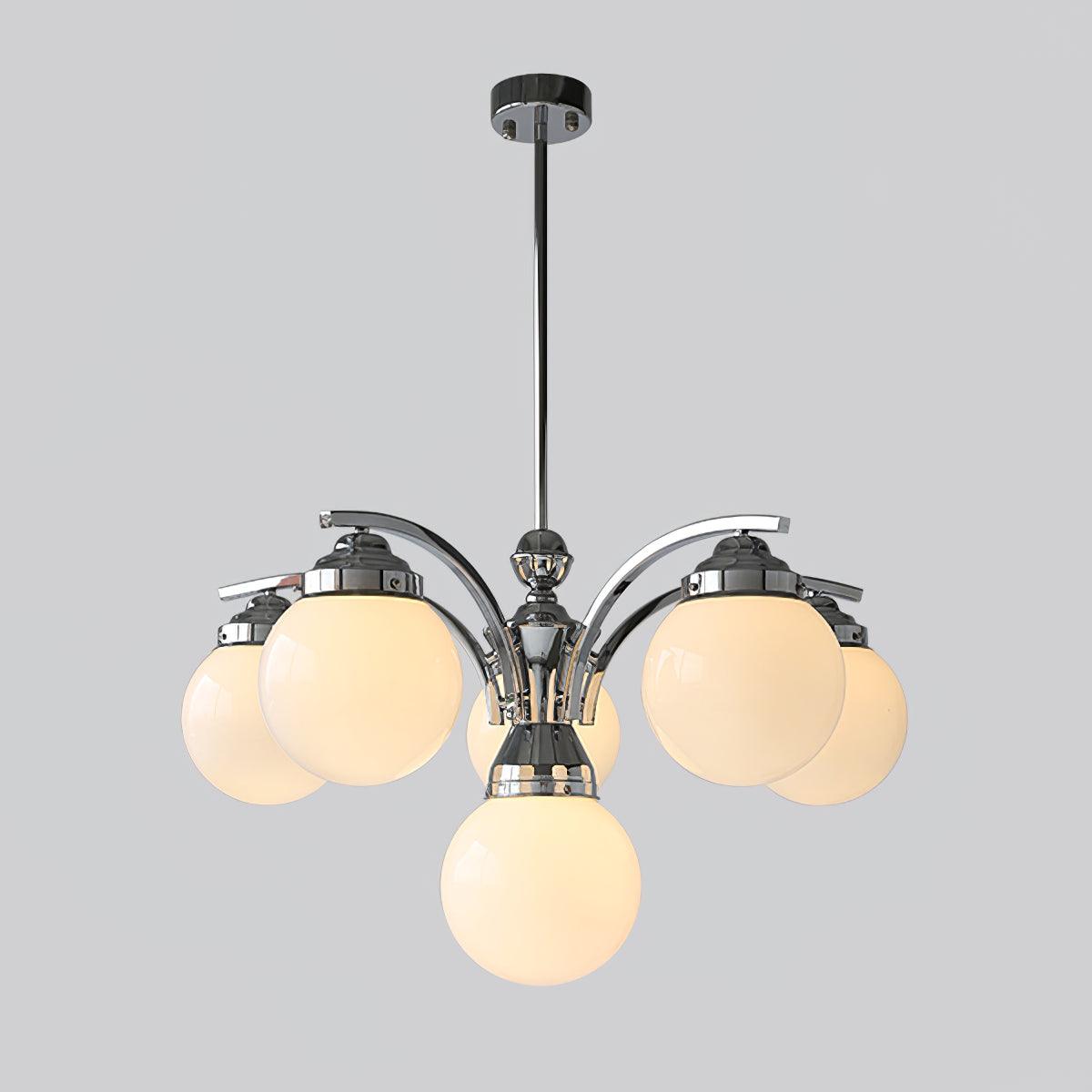 Candeeiro de teto Dusk Globe cromado moderno de 5 lâmpadas