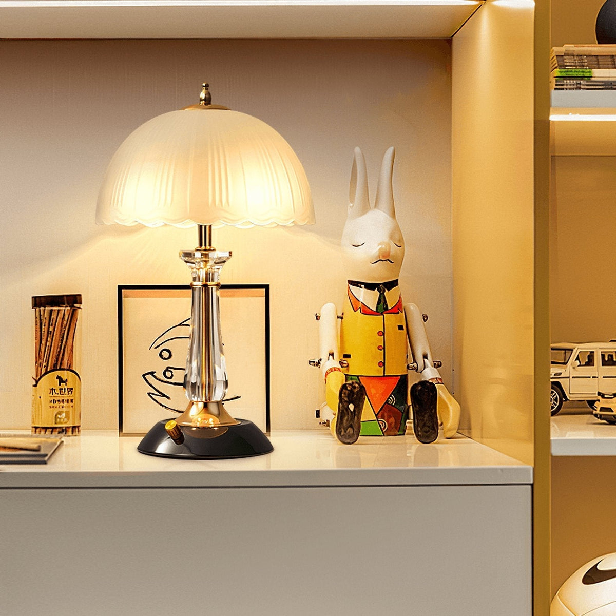 Belle välvd bordslampa i glas