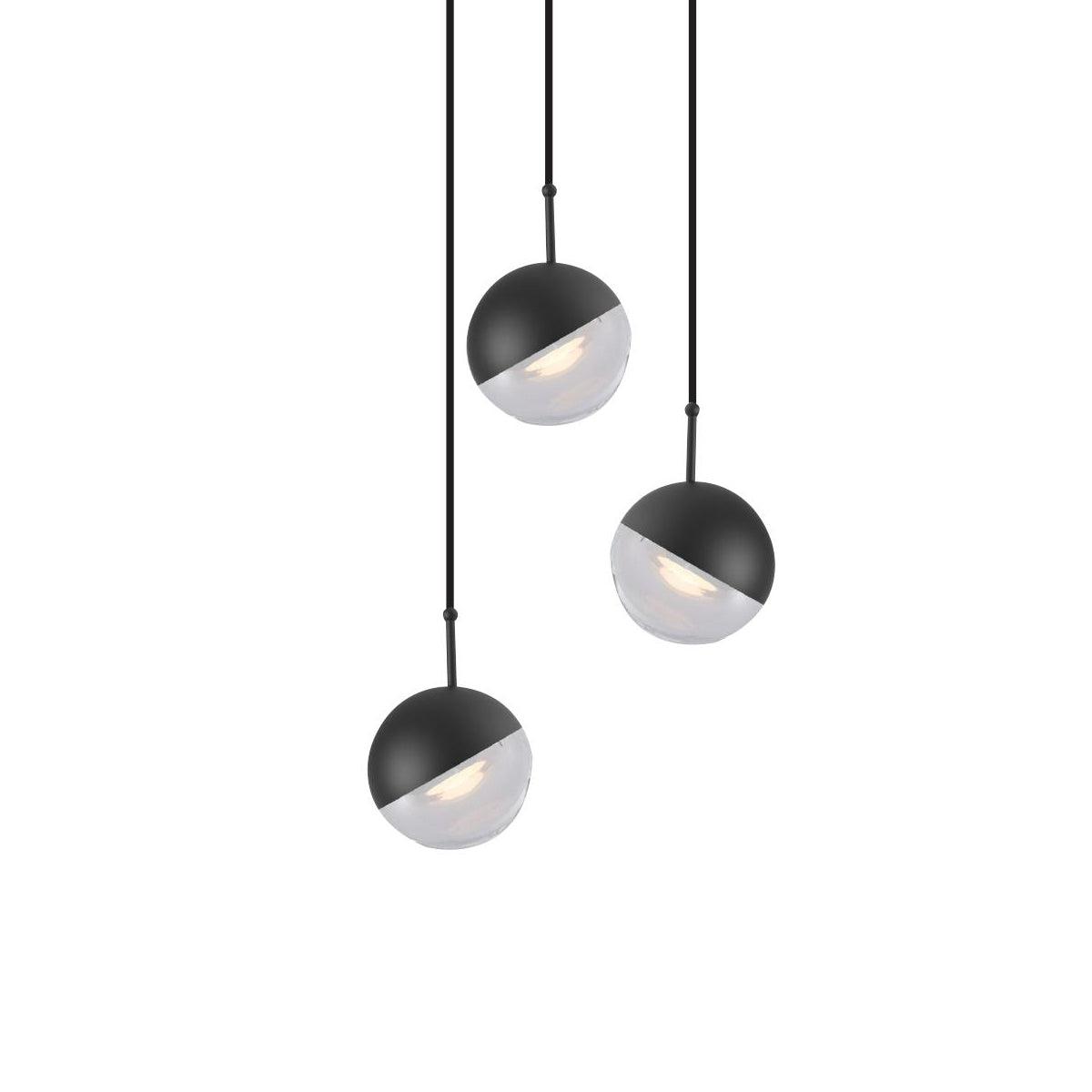 Zaneth minimalistisk pendellampe i stål og glas med flere ophæng til trappe