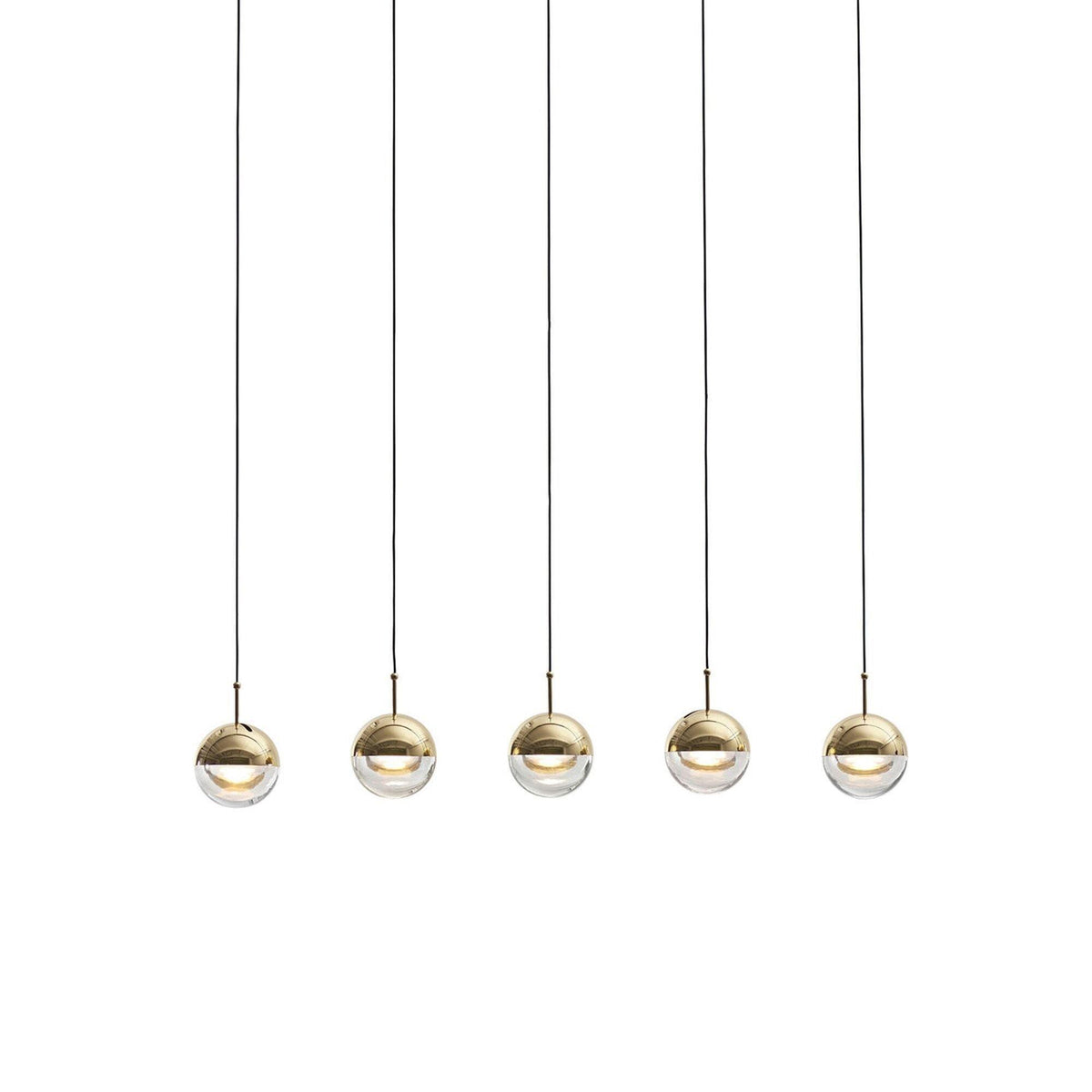 Zaneth minimalistisk pendellampe i stål og glas med flere ophæng til trappe