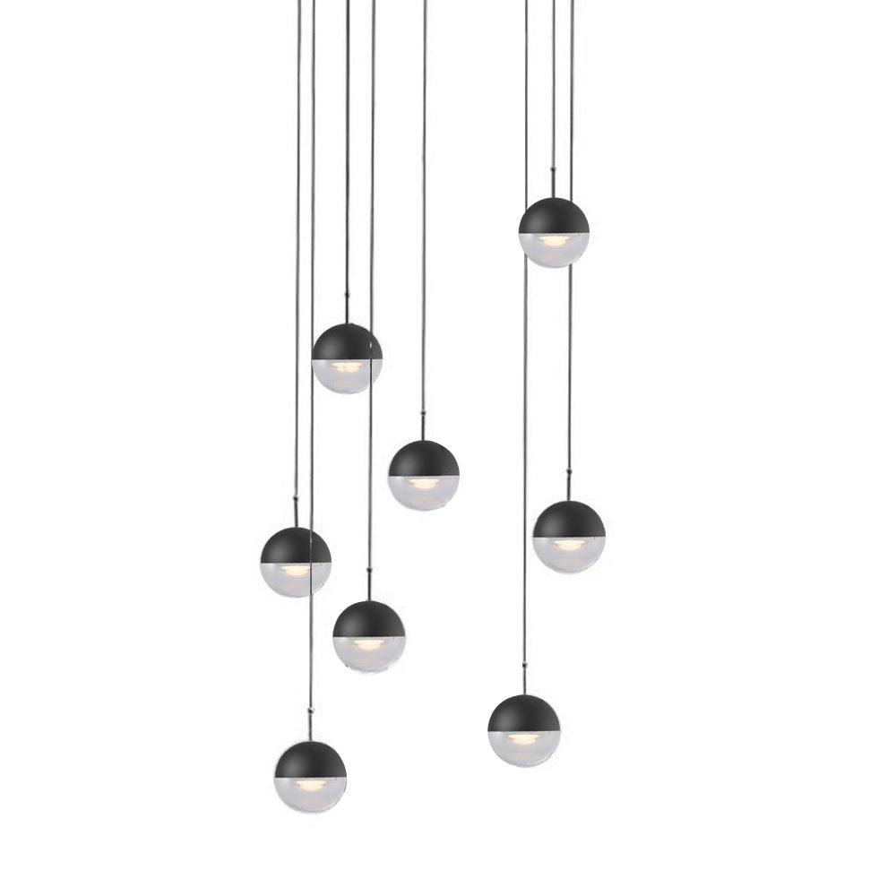 Zaneth minimalistisk pendellampe i stål og glas med flere ophæng til trappe