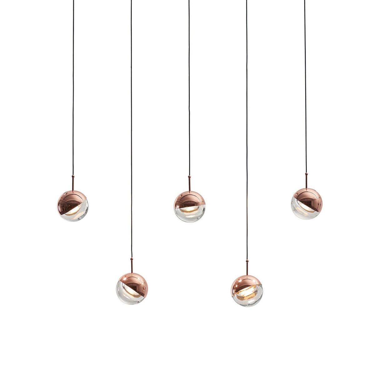 Zaneth minimalistisk pendellampe i stål og glas med flere ophæng til trappe