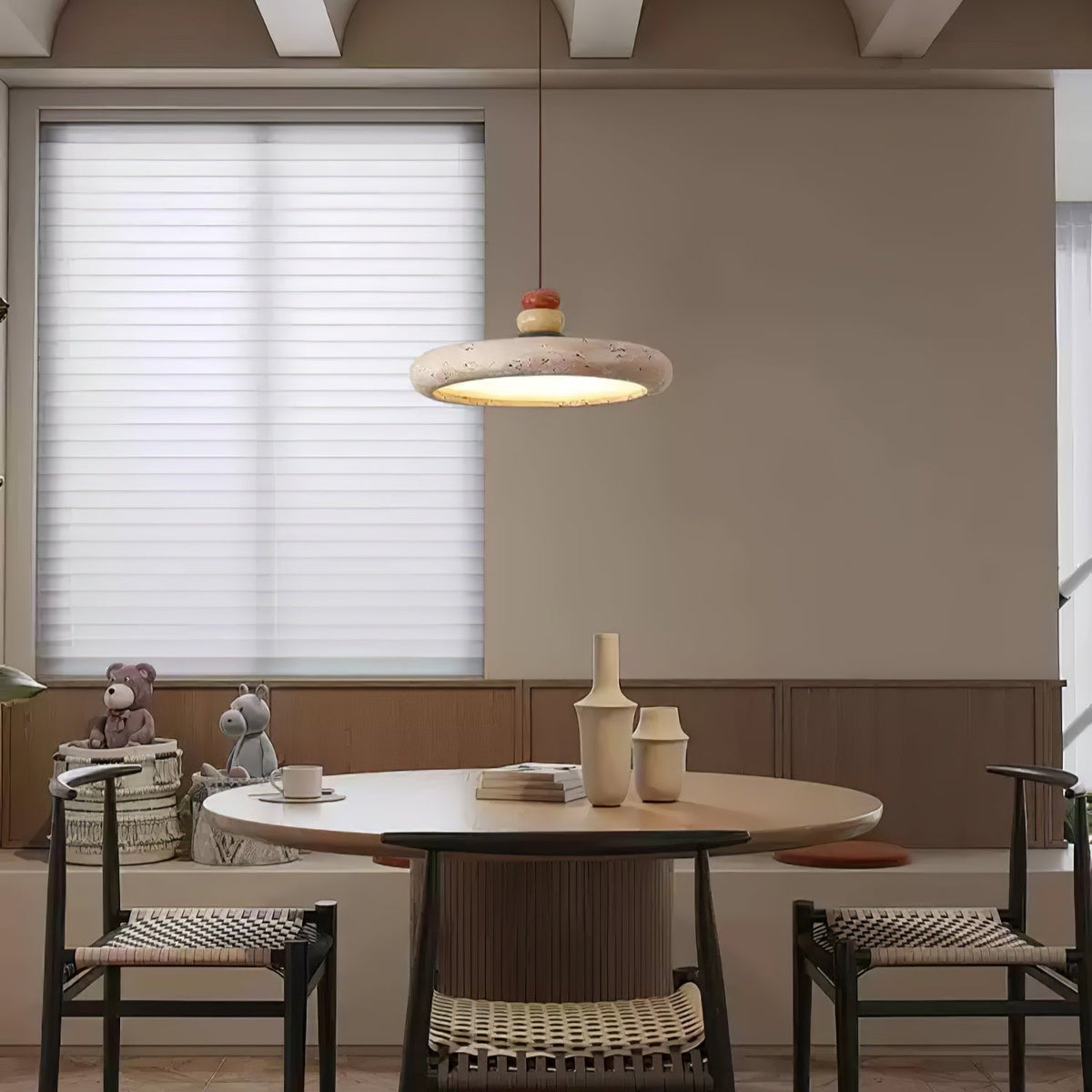 Cuvarora Disc Travertine Pendant Light