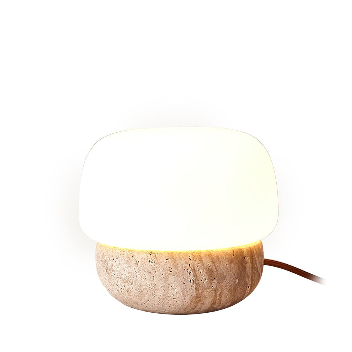 Candeeiro de mesa Eldoreth com base em cúpula de travertino