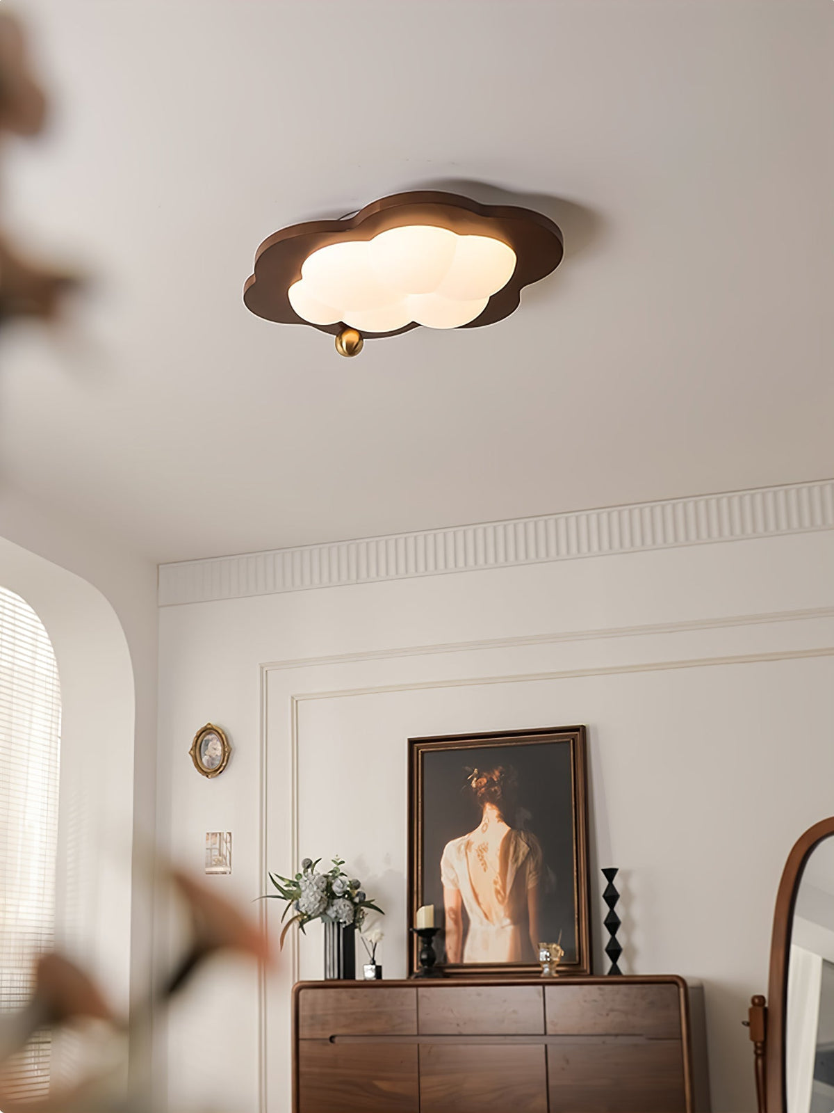 Ivaren eksklusiv nordisk kunstnerisk loftslampe i træ
