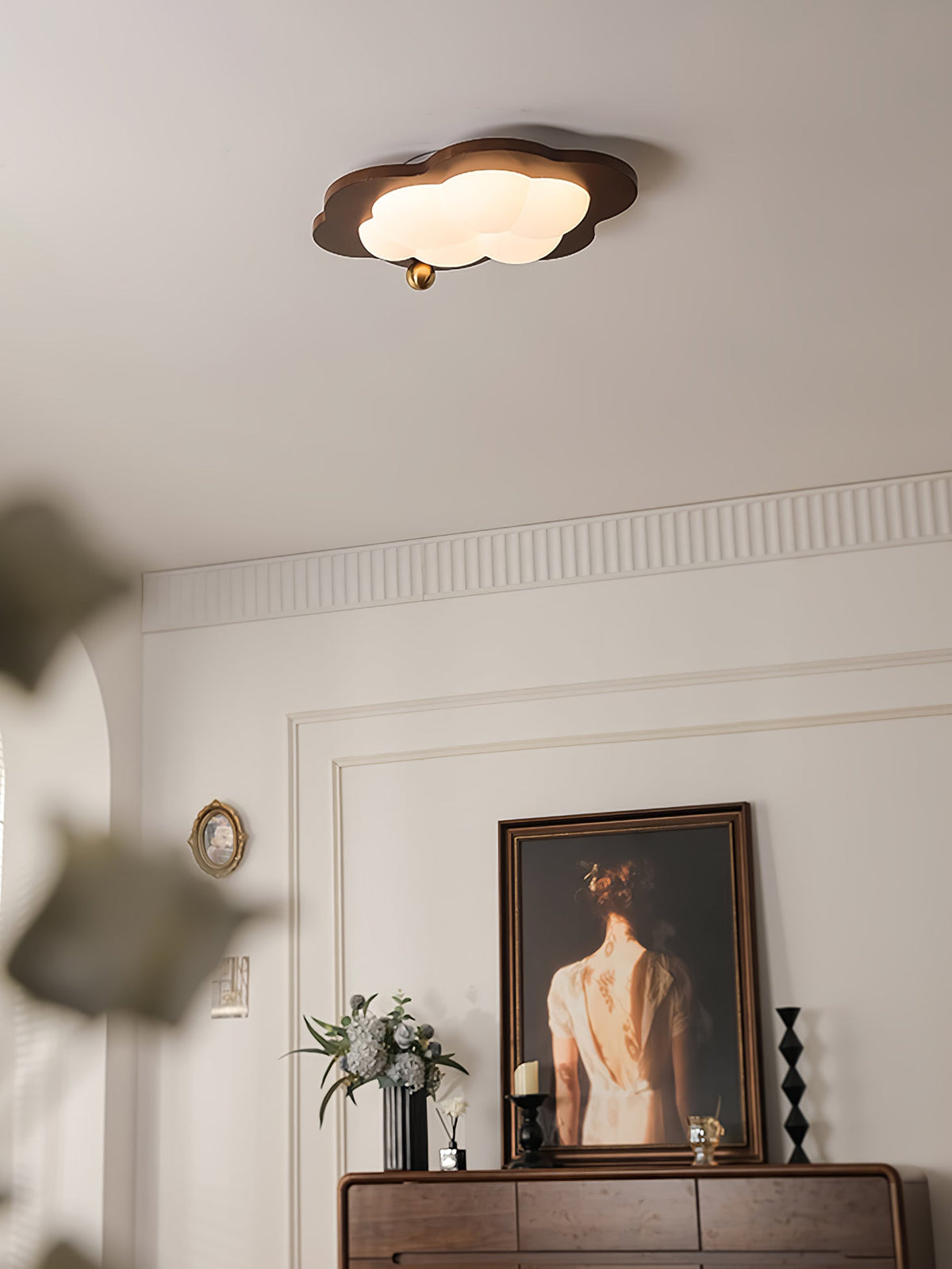 Ivaren eksklusiv nordisk kunstnerisk loftslampe i træ