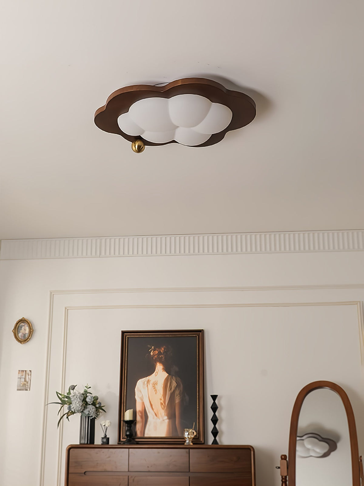 Ivaren eksklusiv nordisk kunstnerisk loftslampe i træ
