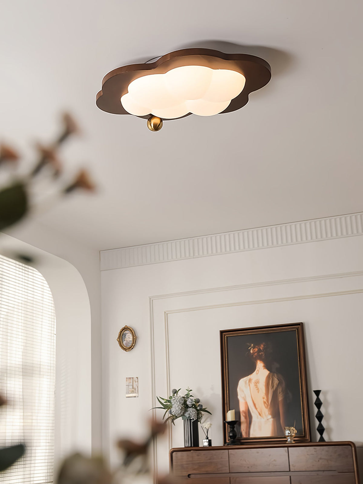 Ivaren eksklusiv nordisk kunstnerisk loftslampe i træ