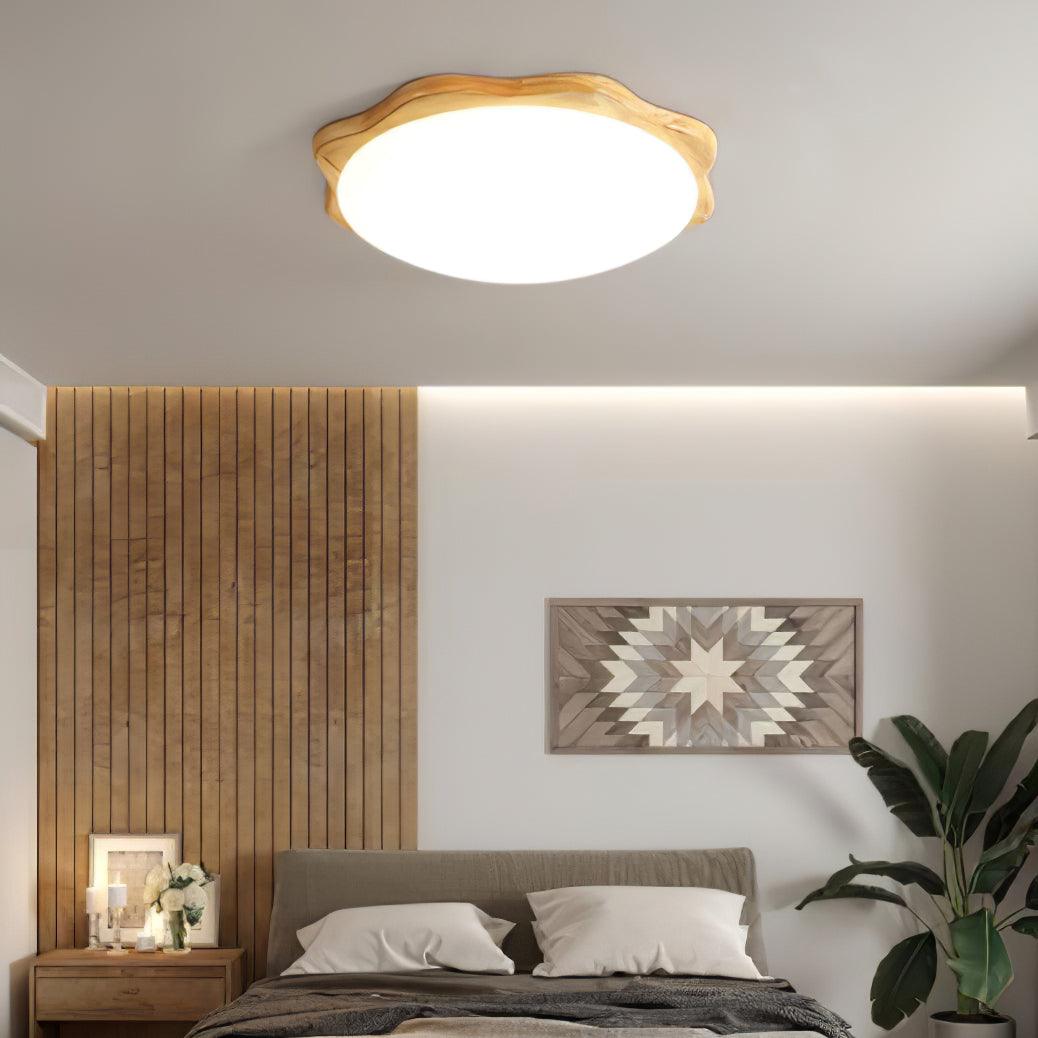 Candeeiro de teto de madeira, moderno e minimalista, em forma de tambor