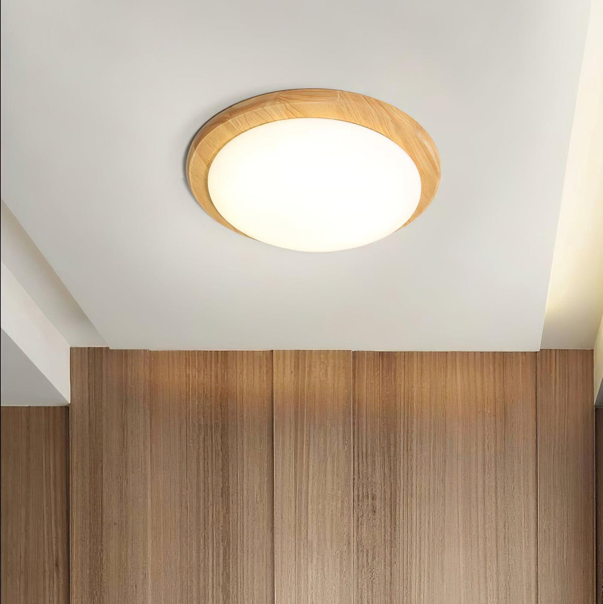 Candeeiro de teto de madeira, moderno e minimalista, em forma de tambor