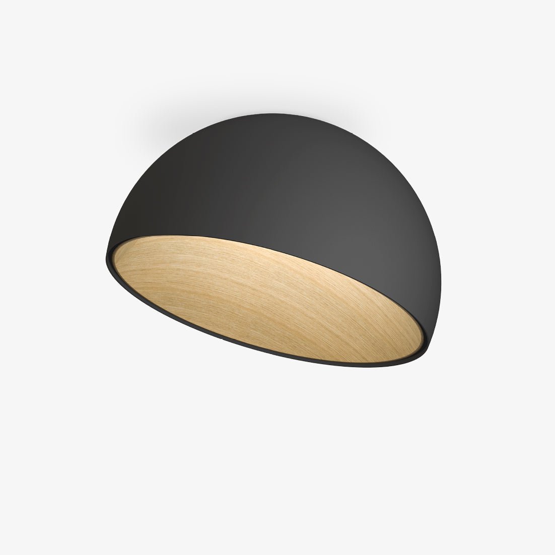 Candeeiro de teto Coda minimalista em forma de cúpula e madeira