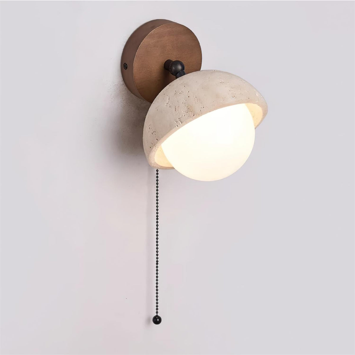 Eala væglampe i travertin og træ, minimalistisk og moderne