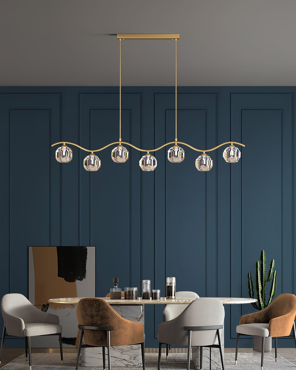 Luxenora geometrisk ljuskrona i koppar och kristall