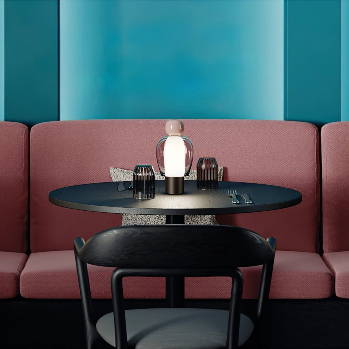 Candeeiro de mesa artístico em vidro Nara