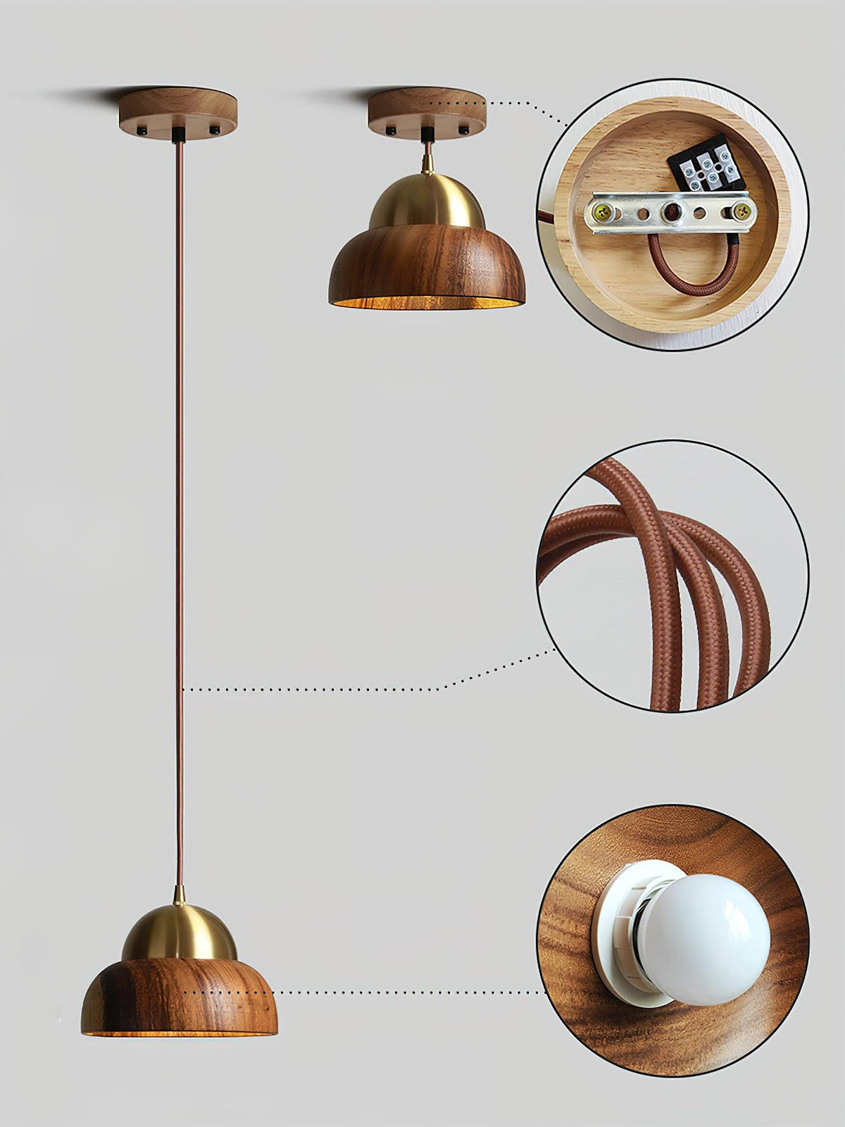 Bronze rustik pendel-lampe i messing