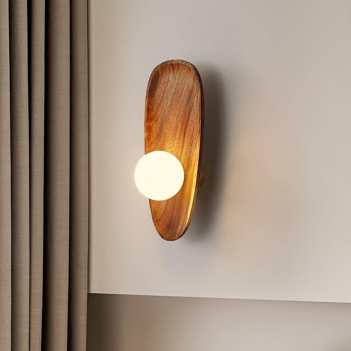 Sylaise moderne minimalistisk væglampe i træ og glas