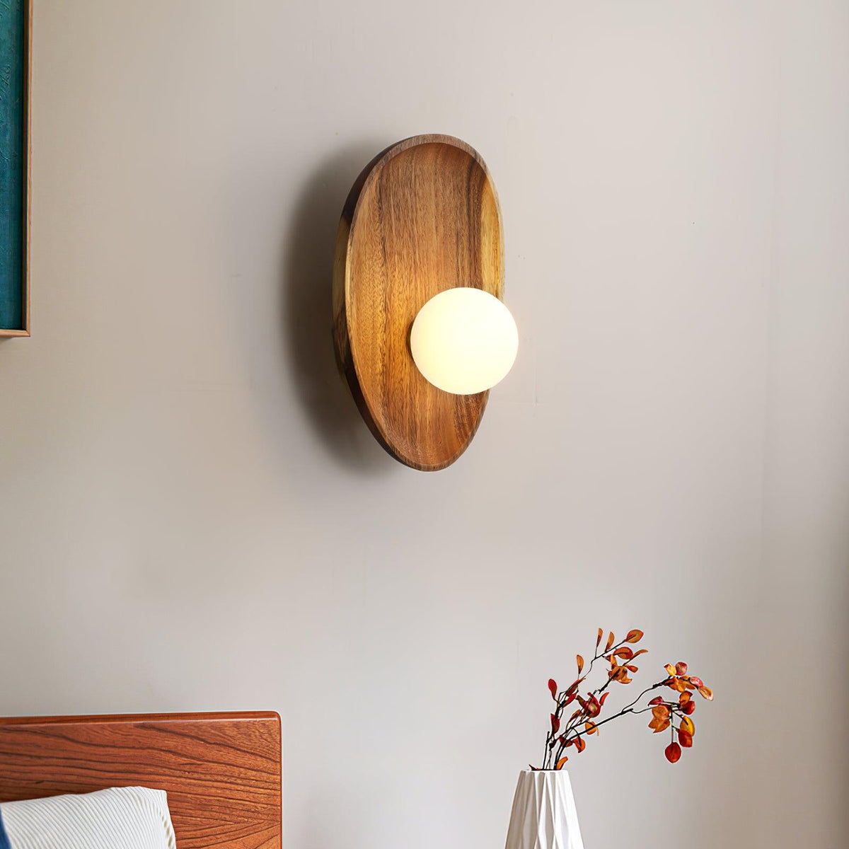 Sylaise moderne minimalistisk væglampe i træ og glas
