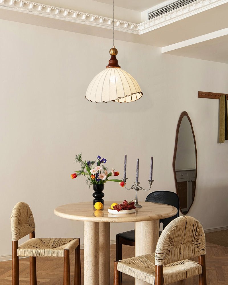 Earian elegant pendellampe i træ og stof