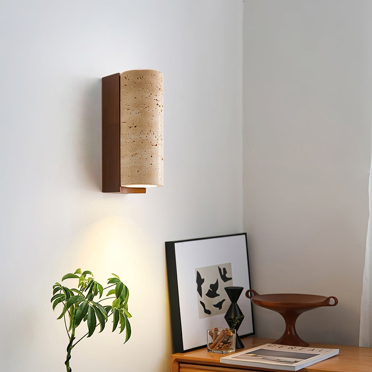 Nula Natural Travertine Wall Lamp