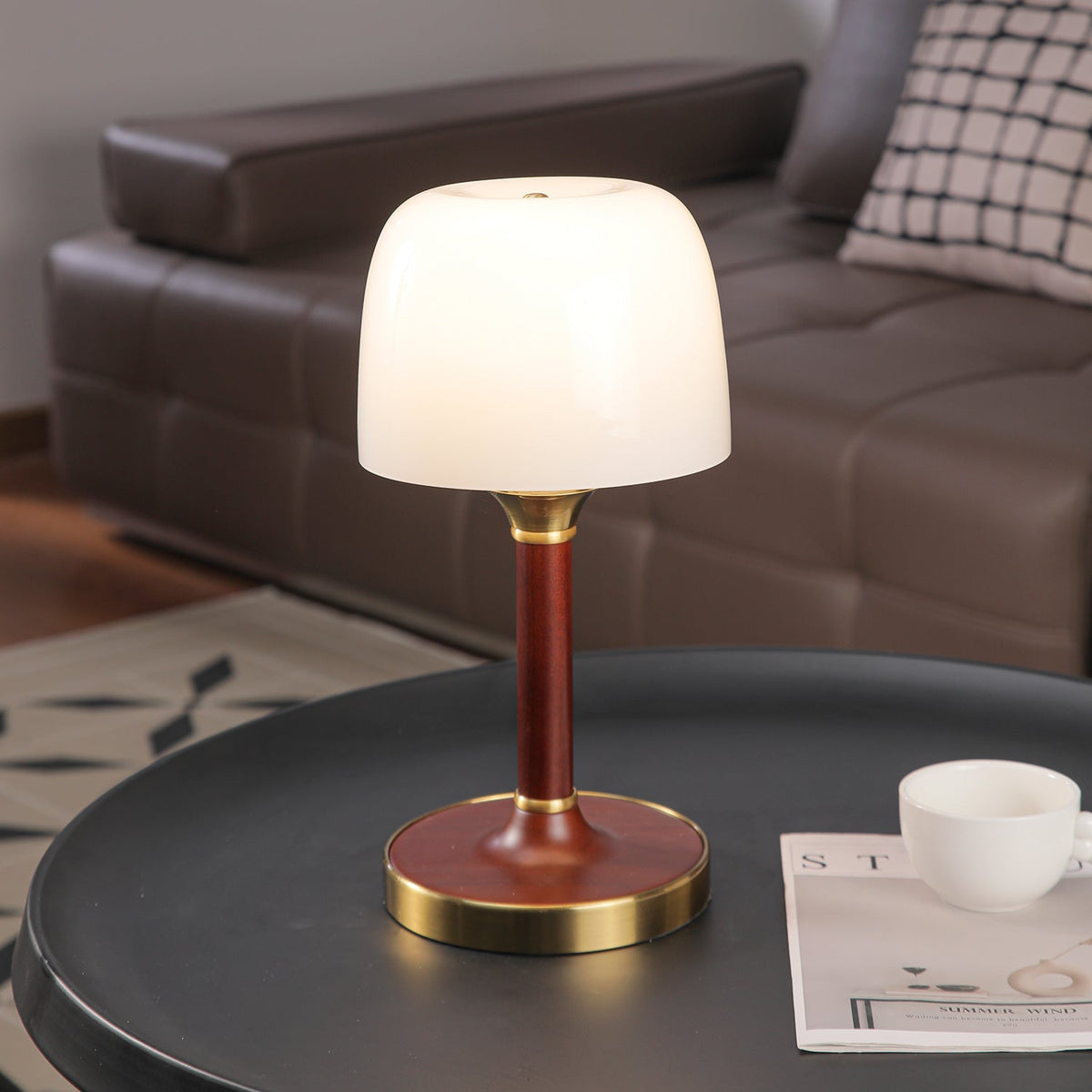 Candeeiro de mesa retro em madeira Rinariella