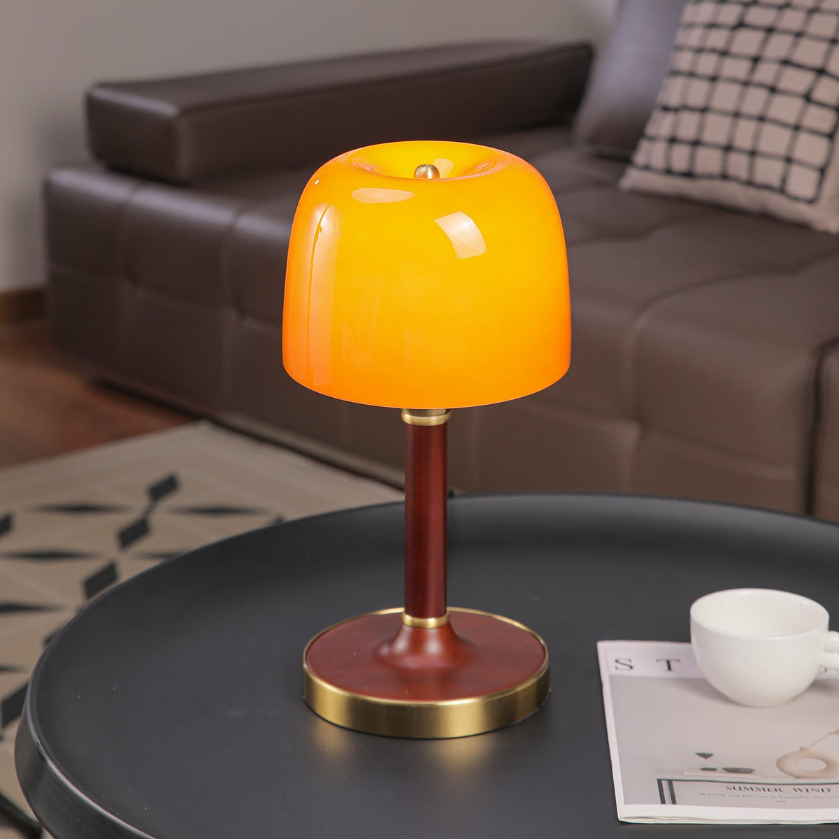 Candeeiro de mesa retro em madeira Rinariella