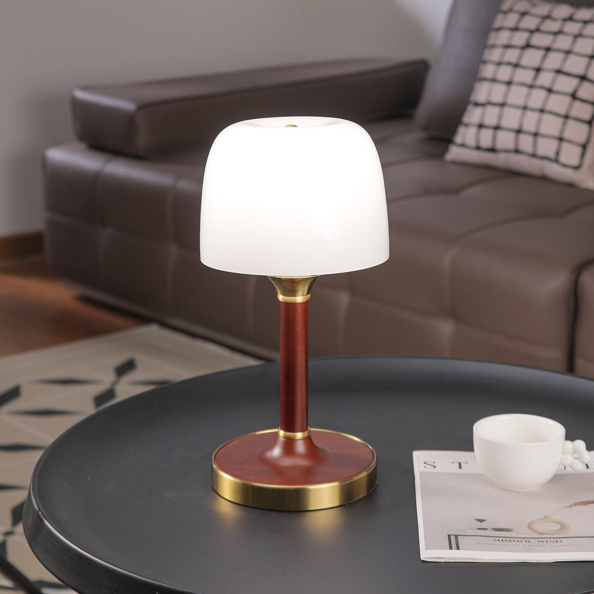 Candeeiro de mesa retro em madeira Rinariella