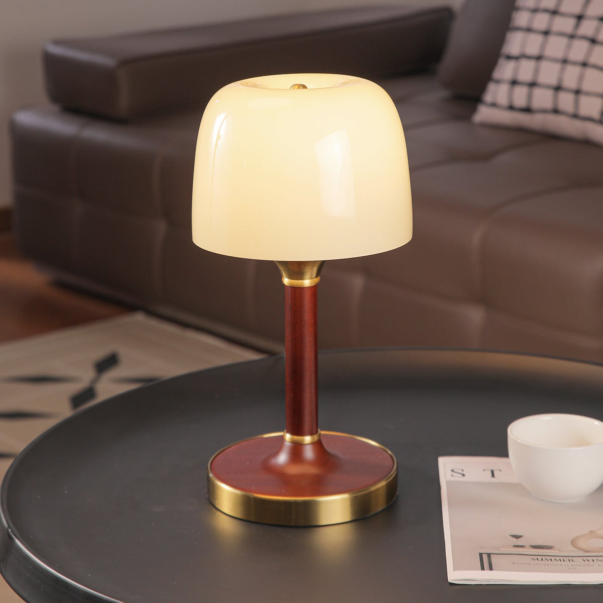 Candeeiro de mesa retro em madeira Rinariella