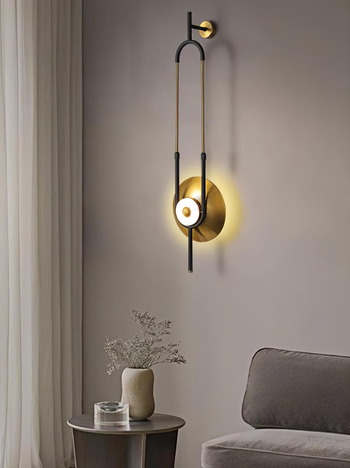 Elfenbensfarvet moderne minimalistisk ringformet væglampe i marmor