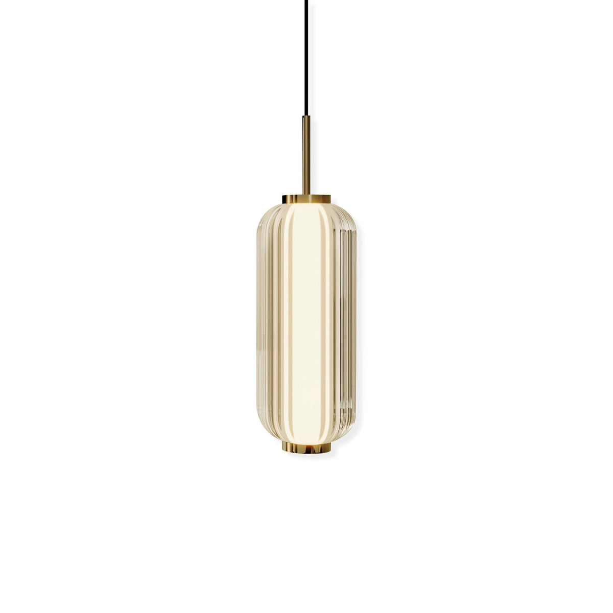 Cylindra moderne pendellampe i glas