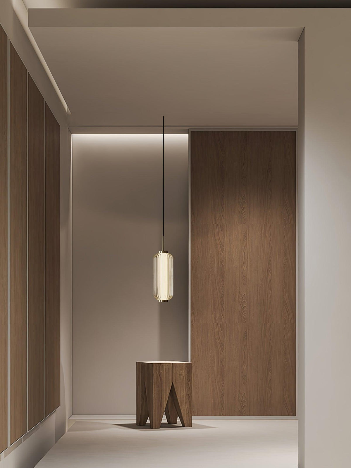 Cylindra moderne pendellampe i glas