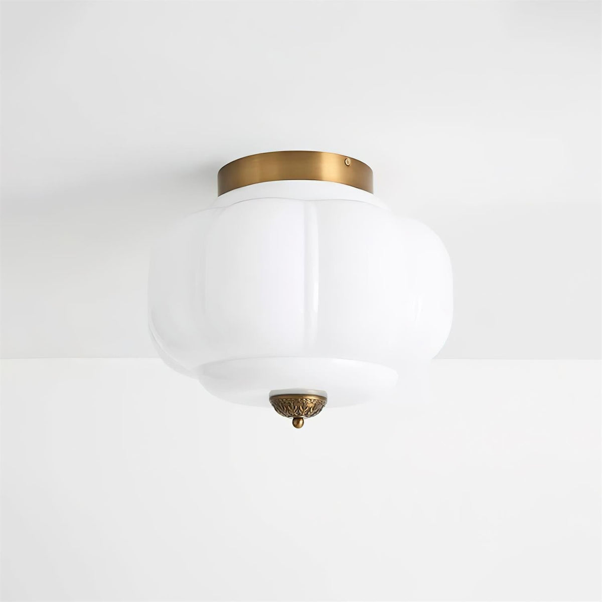 Selviro loftlampe, grønt glas, messing, klassisk