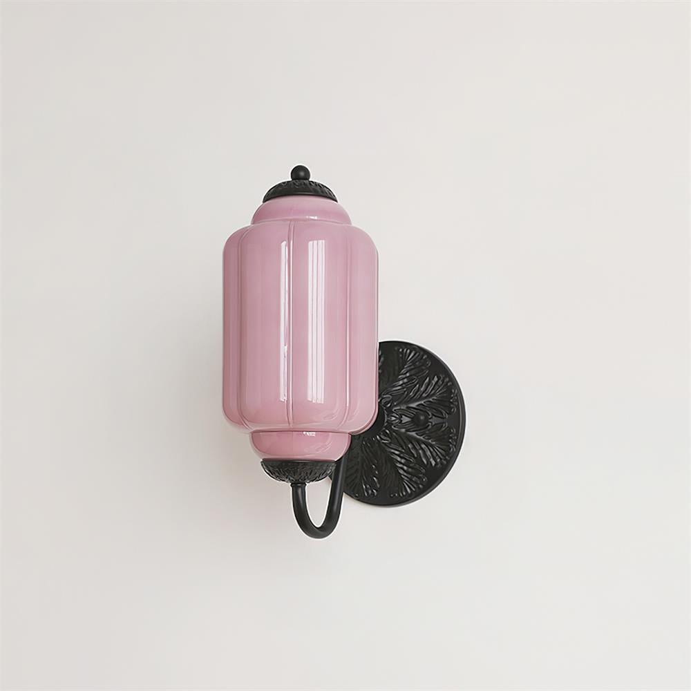 Melvane vintage vägglampa i rosa glas