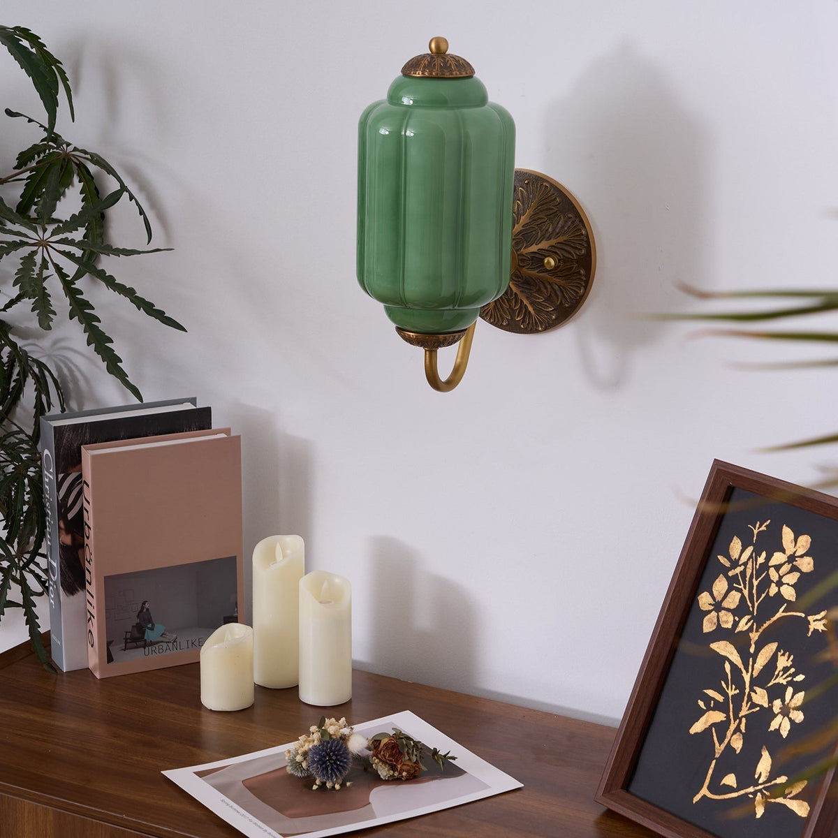 Melvane vintage vägglampa i rosa glas