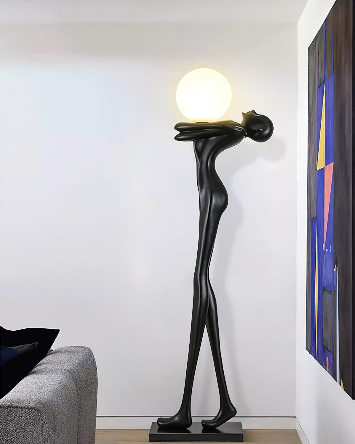 Ersolion skulpturel gulvlampe i glasfiber