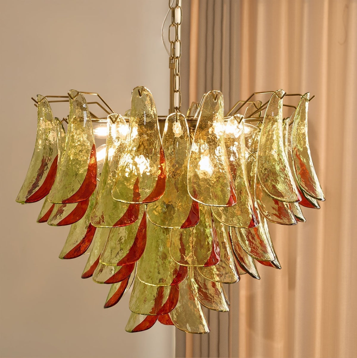 Candelabro elegante de pétalas em vidro de Murano Celoraria