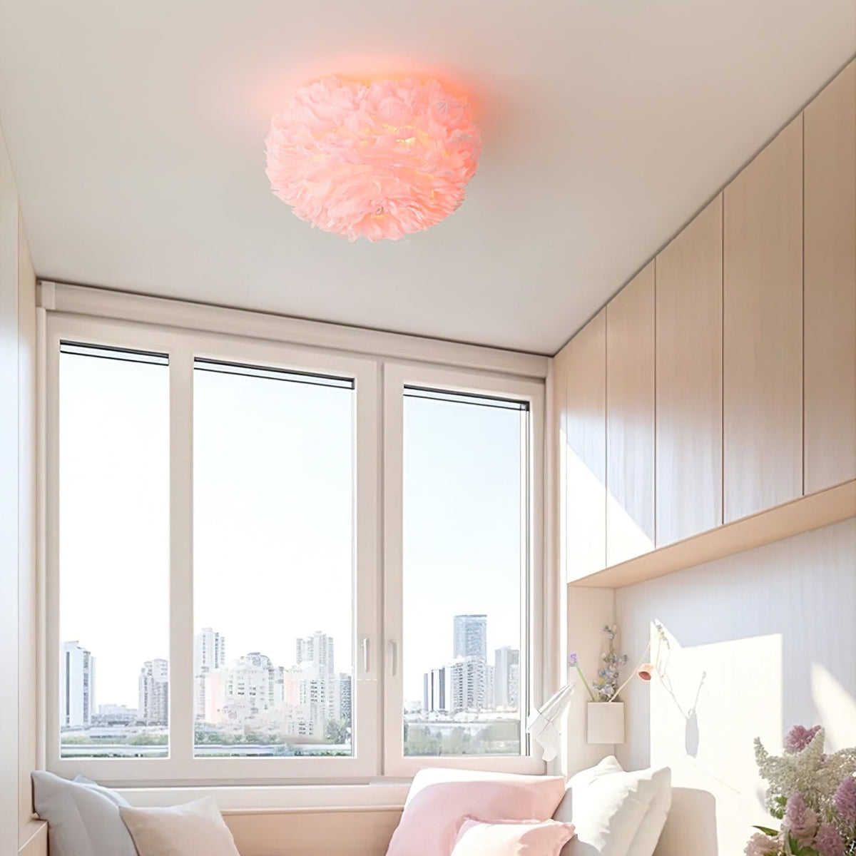 Zalore eksklusiv nordisk kunstnerisk loftlampe med fjer