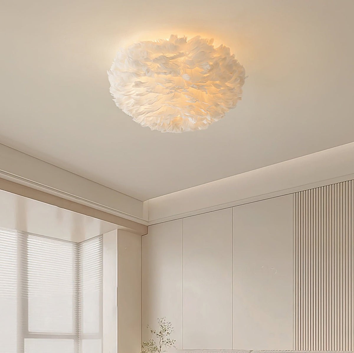 Zalore eksklusiv nordisk kunstnerisk loftlampe med fjer