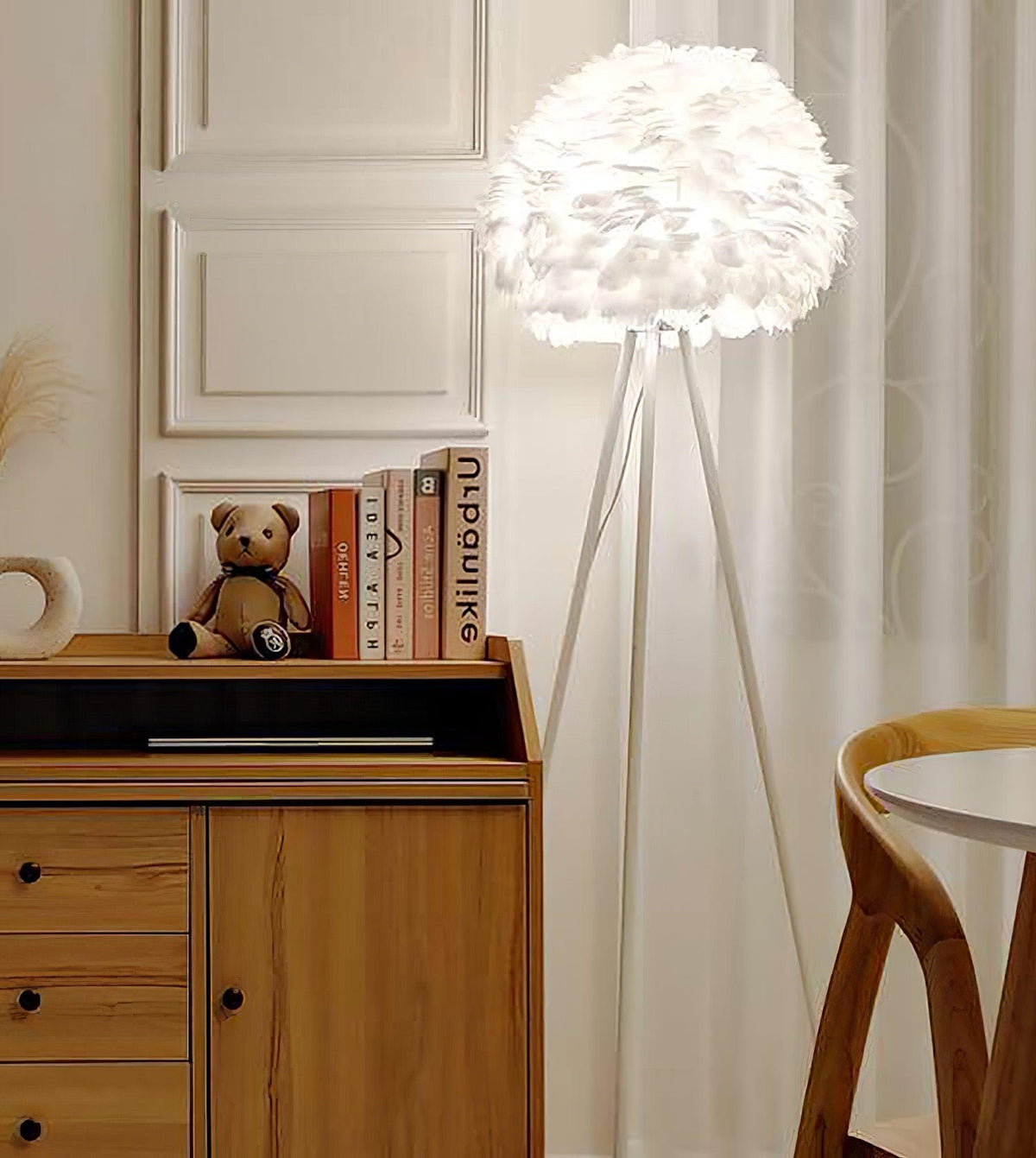 Ivthaar organisk golvlampa med fjädrar