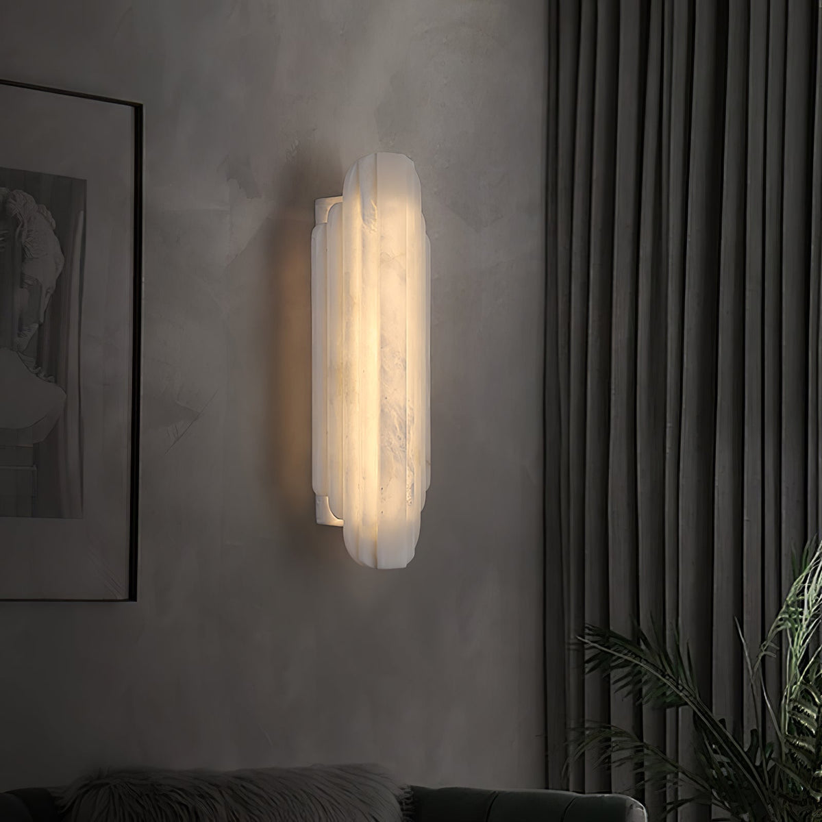 Avenanina vägglampa i art déco-stil med alabaster