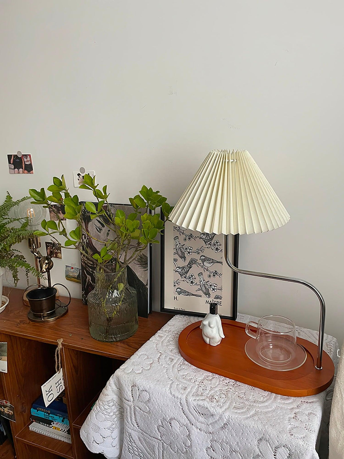 Candeeiro de mesa artístico de madeira e tecido Ornelle