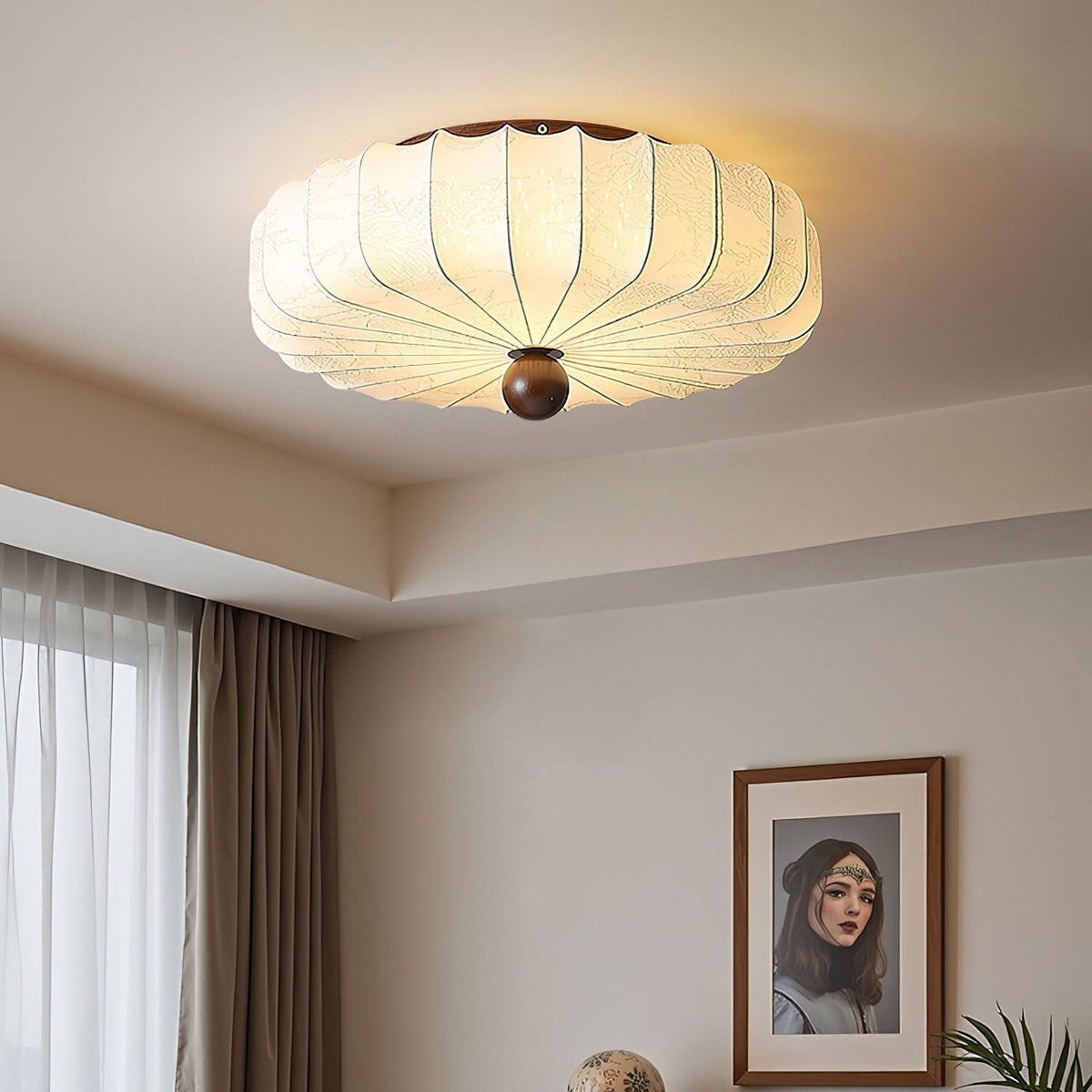 Lotus stilfuld loftlampe i stof