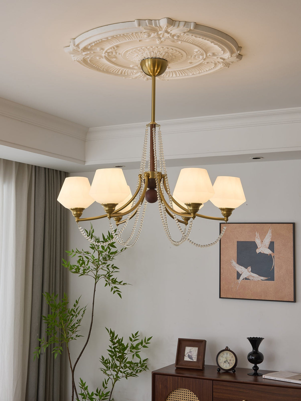 Othaus traditionel elegant vintagekrystallsekrone i træ