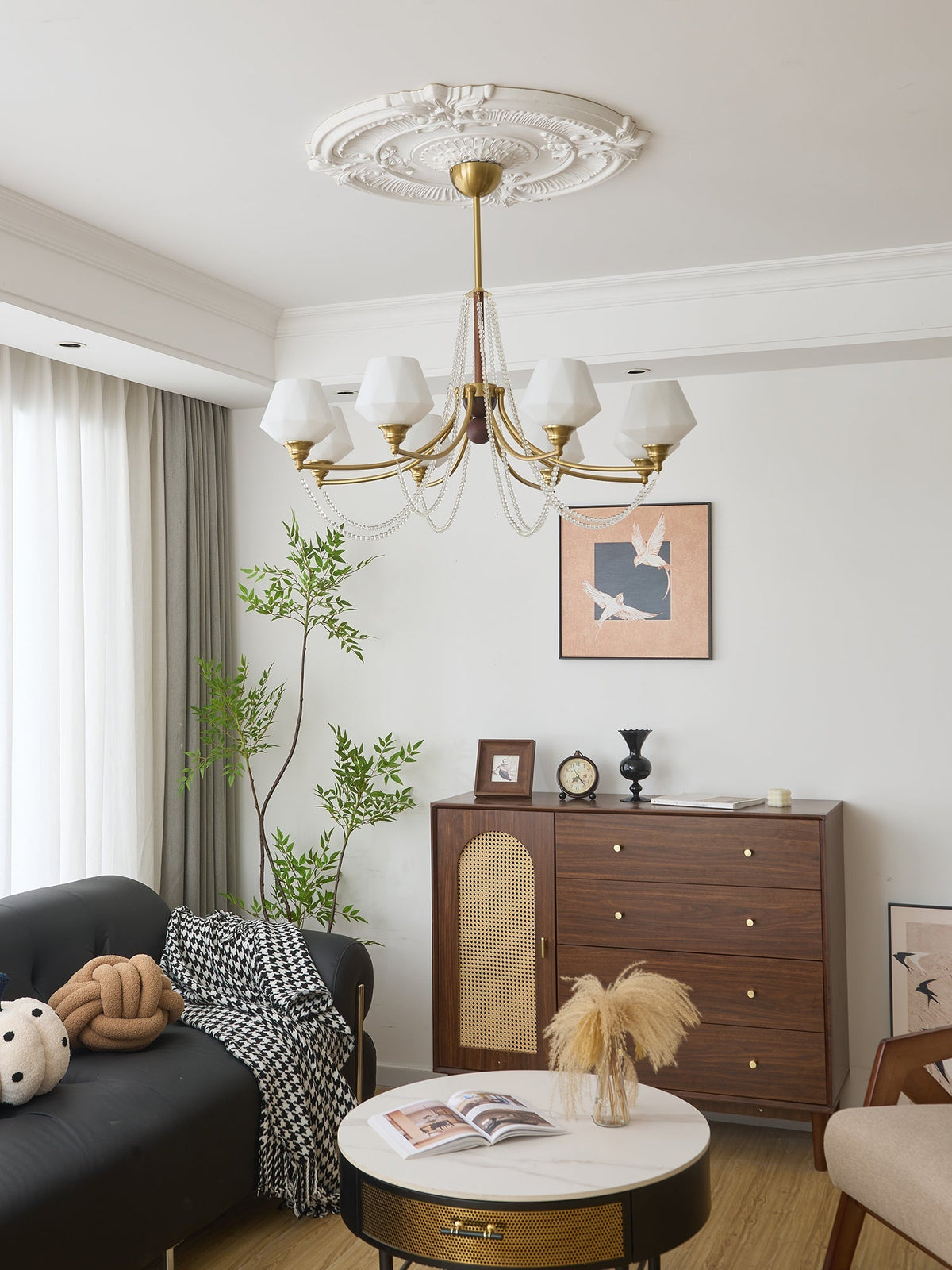 Othaus traditionel elegant vintagekrystallsekrone i træ