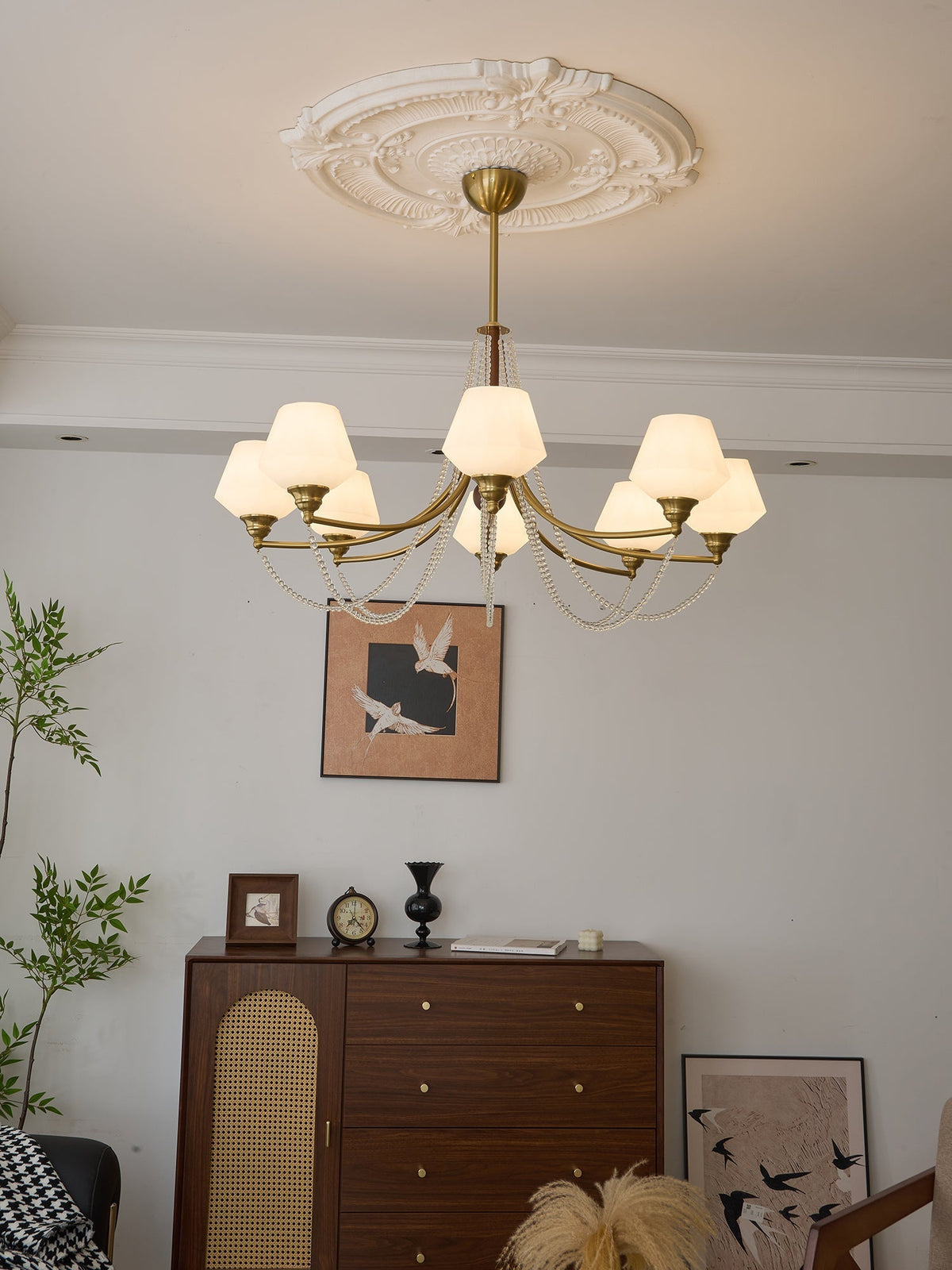 Othaus traditionel elegant vintagekrystallsekrone i træ