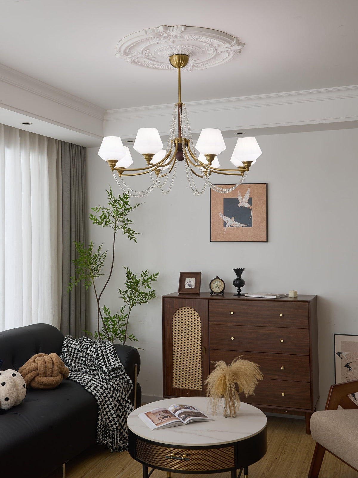 Othaus traditionel elegant vintagekrystallsekrone i træ