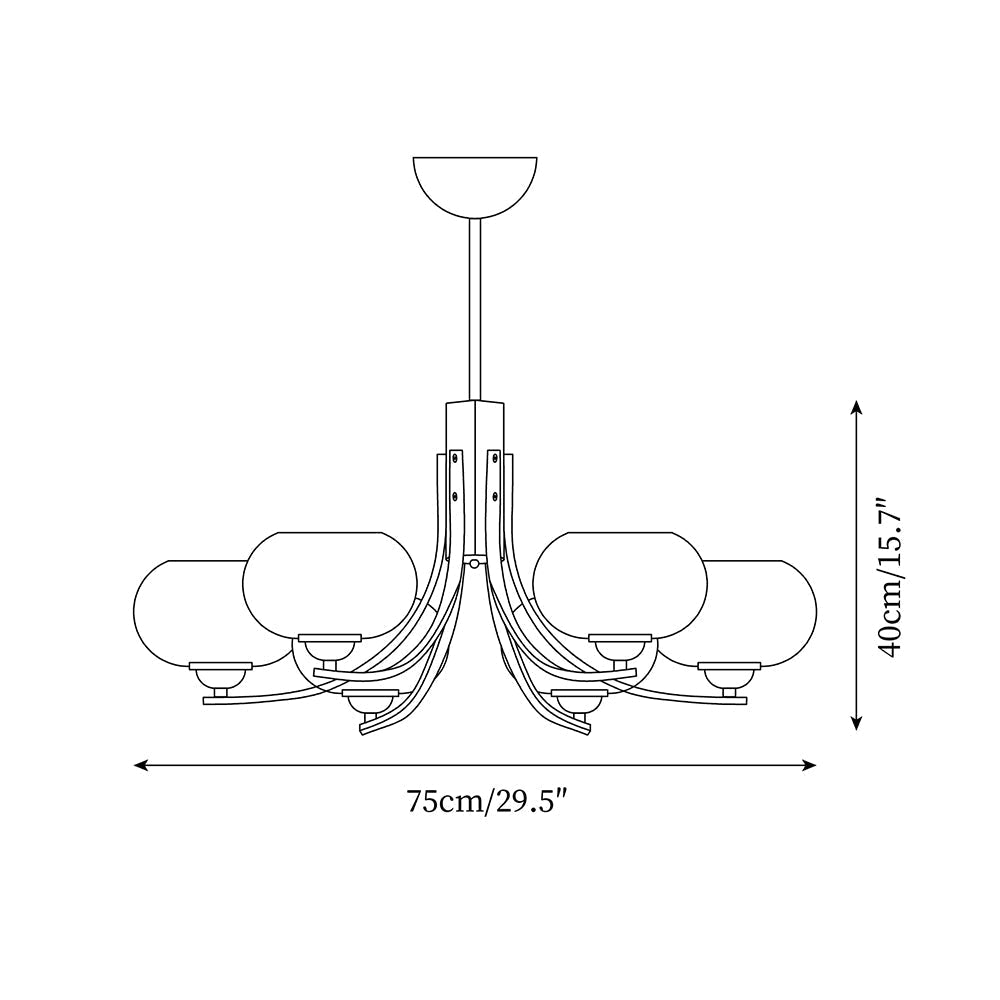 Candelabro com 6 luzes e globos de vidro âmbar Vira