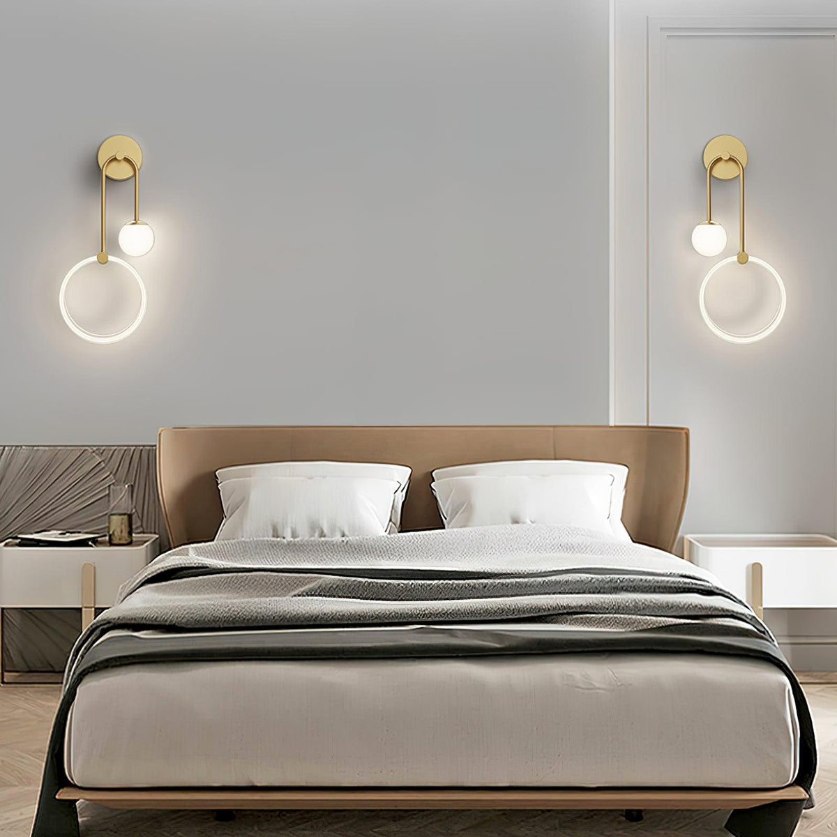 Aplique de parede Warren moderno e minimalista em latão com LED